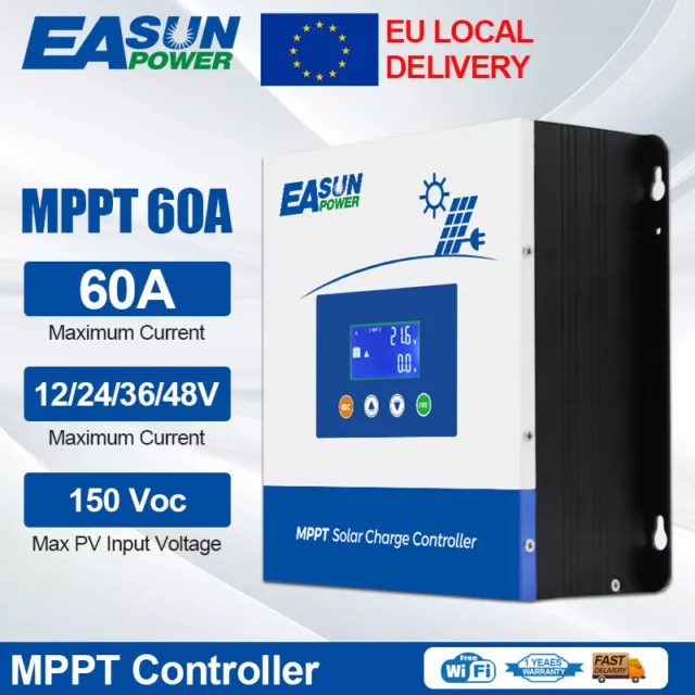 MPPT Solarladeregler 60A Ladegerät 12V 24V 36V 48V für Gel AGM LiFePO4 Batterie