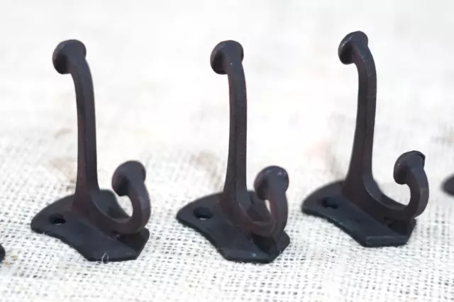 5 PCS Cast Iron Vintage Style Coat Hooks Hat Hook Rack Hall Tree Forged Black 3