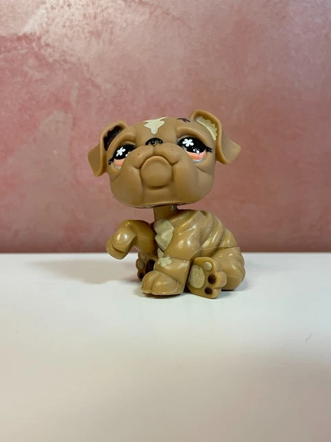 Littlest Pet Shop Bulldog, brown dog with orange eyes
