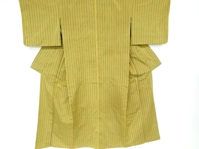 6516680: Japanese Kimono / Antique Hitoe Kimono / Fushi Tsumugi / Woven Stripes