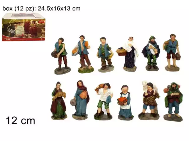 Set 12 Pezzi Pastori Statuine Presepe Presepio Di Natale Altezza 12cm dfh