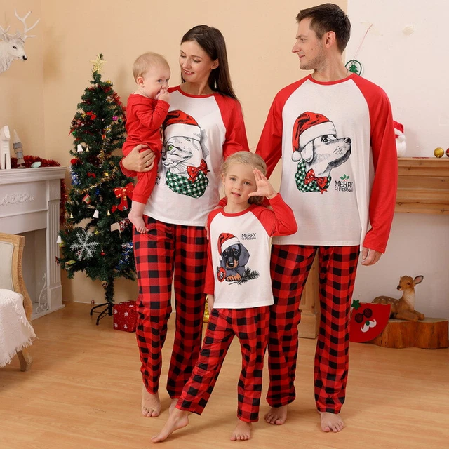 Christmas Family Matching Adult Kids Pyjamas Xmas Red Nightwear Pajamas PJs Set