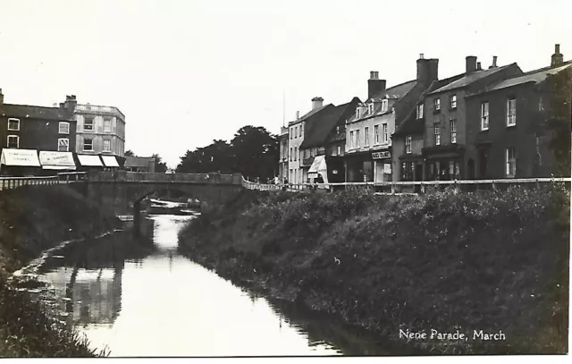 Postcard Cambridgeshire March Nene Parade Shops & River In View On Unposted R/p