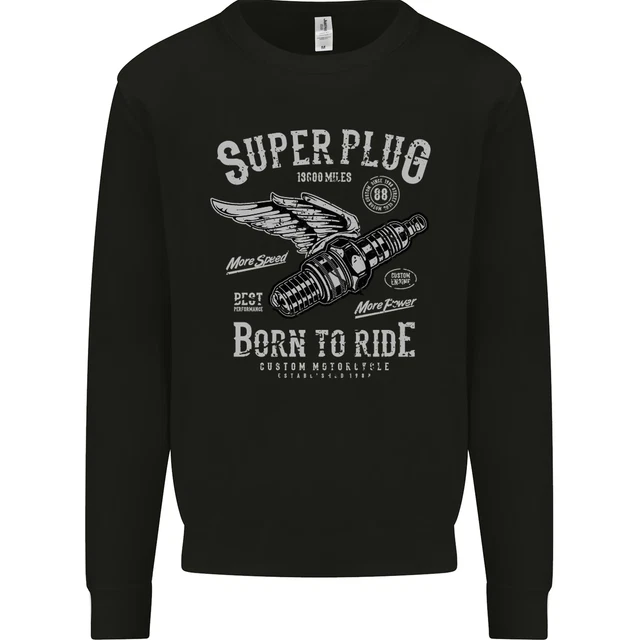 Super Plug Motorbike Cafe Racer Biker Mens Sweatshirt Jumper