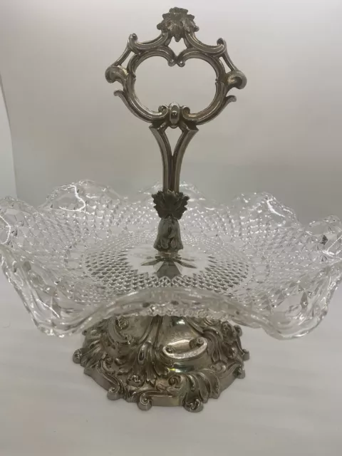 Vtg Bell Mark Original Old Sheffield Dies 1785-1860 Serving Dish Crystal Silver