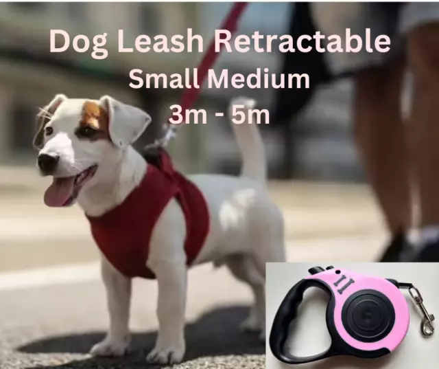 UK Retractable Dog Walk Lead Extending Leash Tape For Small Medium Dogs Cats Pet