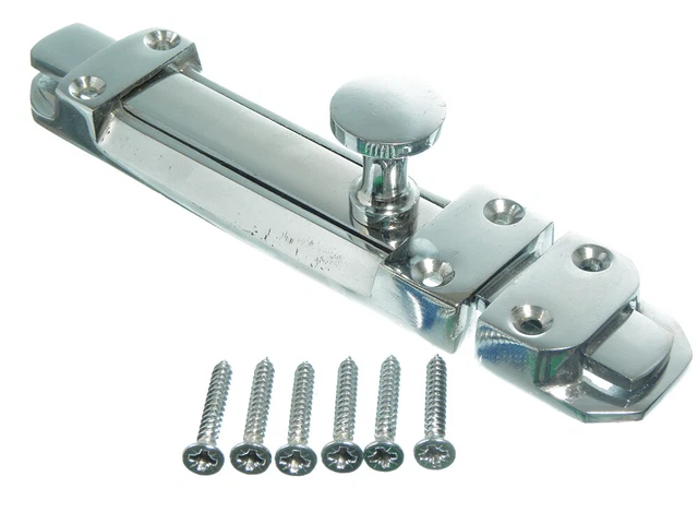 Lot De 5 Verrous De Porte à Boulon Chromé Laiton 150mm - Avec Vis, Onesto
