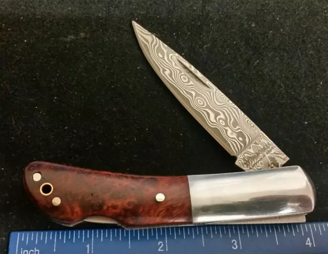 Magmun by Boker 37 layer Damascus Lockback knife, Burl Wood handles  =