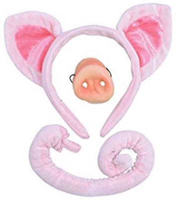 Pig Ears Nose & Tail Fancy Dress Set Farm Animal Costume Accessory Book Day Kit