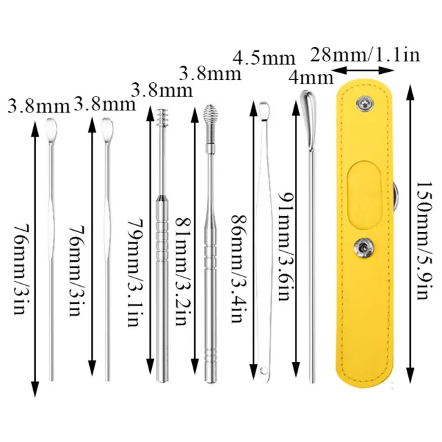 6X En Acier Inoxydable Cire D'oreille Remover Nettoyeur D'oreille Ensemble 《 3