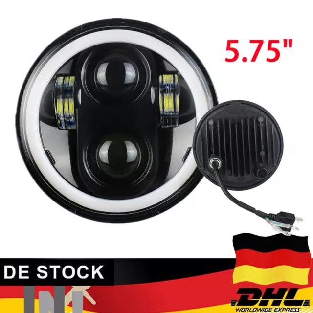 Motorrad Scheinwerfer Angel Eye 5.75" DRL 5-3/4'' LED Halo E-Geprüft Für Harley