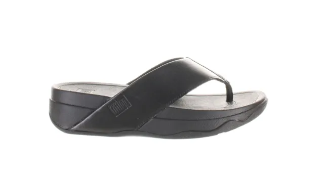 FitFlop Womens Surfa Black T-Strap Sandals Size 5 (7221224)