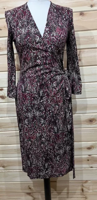 Diane Von Furstenberg Vintage DVF 10 Wrap Dress 100% Silk Red Beige
