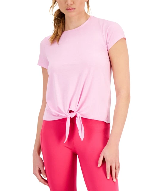 ID Ideology Women's Knot Front T-Shirt Pink Size Small