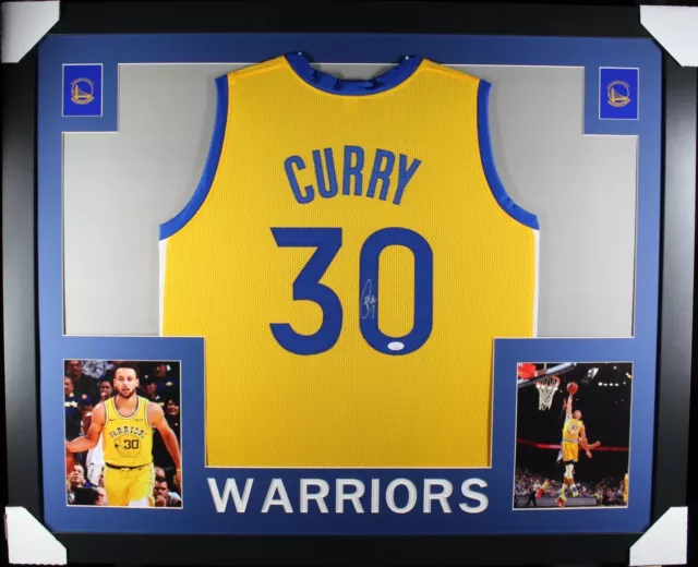 Stephen Curry Signed 33x42 Custom Framed Jersey Display with LED