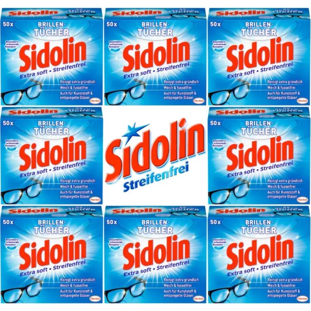 8 x SIDOLIN Brillenputztücher: 50 Stück für ultimative Brillenreinigung!