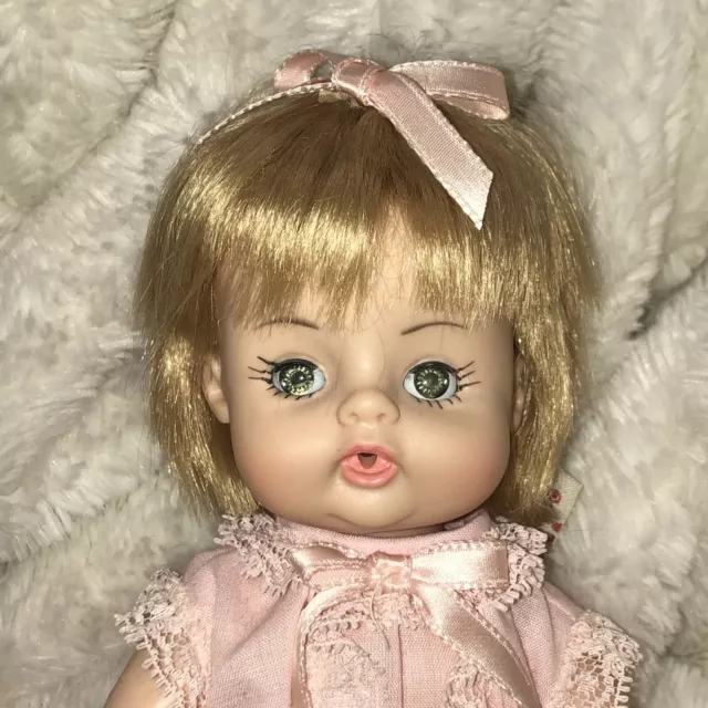 Vintage 1965 Madame Alexander 8” Sweet Tears Blonde Baby Doll, Sleep Eyes