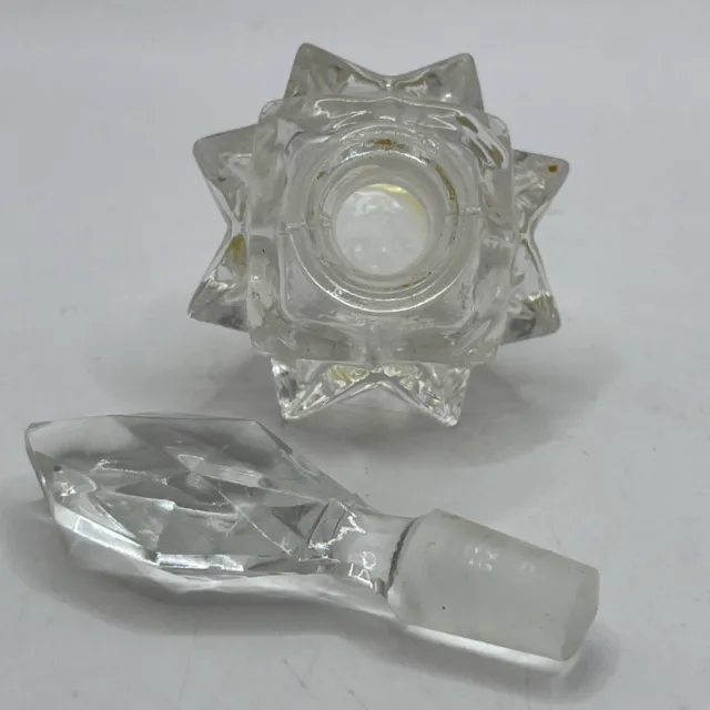 Vtg 1930s ART DECO Small Beveled Hand Cut Lead Crystal Glass Perfume Bottle 3