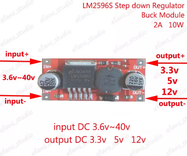 DC-DC 3.6~40V 24V 36V to 3.3V 5V 12V 2A Buck Step-down Voltage Converter Module