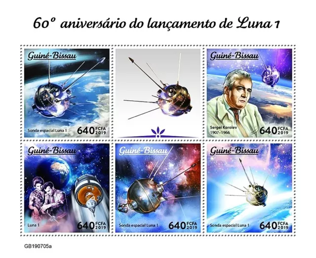 1959 LUNA 1 Mechta Russian Moon Spacecraft Space Stamp Sheet 2019 Guinea-Bissau