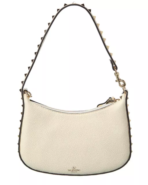 Valentino Rockstud Mini Leather Hobo Bag Women's White Os 2