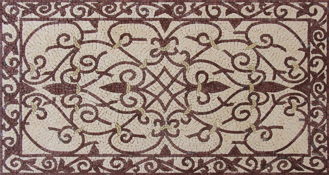 Tapis Floral Décor Abstrait Marbre Mosaïque
