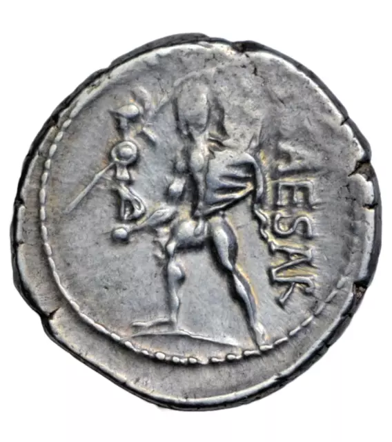 Julius Caesar, silver denarius c. 48-47 BC, Venus/Aeneas carrying Anchises 2