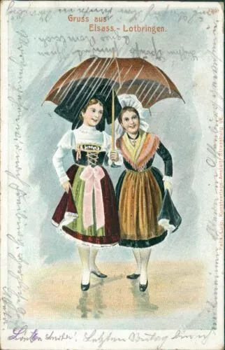 Ansichtskarte Elsass Lothringen Tracht Mädchen 1903  (Nr.9041) Elsaß