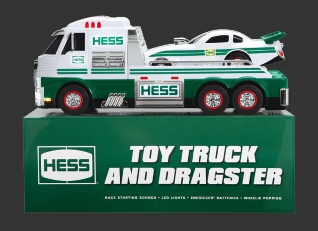 2016 Hess Flat Bed Toy Truck And Dragster Racing Car Mint New In Box