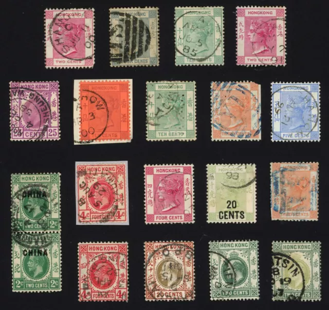 China Treaty Port Hong Kong Stamps 1862-1932 QV KEVII KGV Amoy, Japan 30c x2 etc