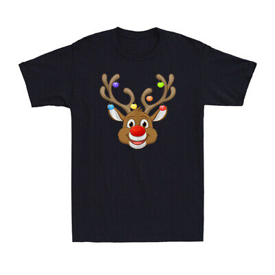 Christmas Red Nose Reindeer Shirt Funny Santa Christmas Lights Men's T-Shirt