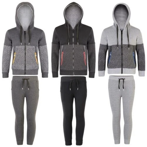 Bambini Contrasto Zip Tuta Ragazza con Cappuccio Giacca da Corsa 2 Pezzi Set 3-1