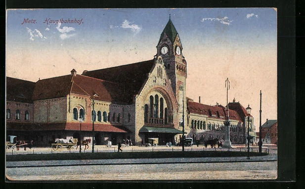 CPA Metz, la gare pincipale seen from the street 1916