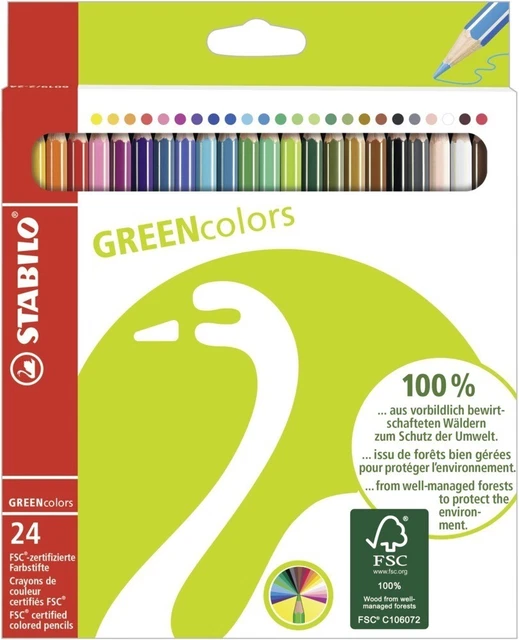 Umweltfreundlicher Buntstift - STABILO GREENcolors - 24er Pack - mit 24...