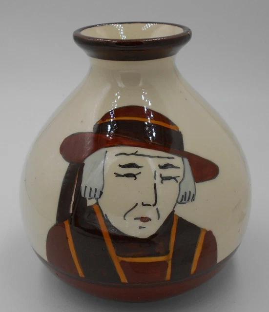Vase Signé Jean Paul Baudoin - Couple De Bretons, Hauteur 13,5 Cm, Inspiration De Quimper, Très Bon état