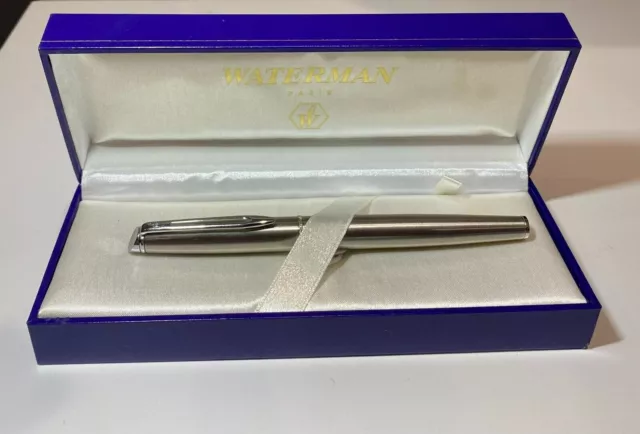 Waterman Hemisphere Rollerball Pen Stainless Steel New  In Box  Narrow