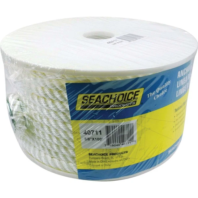Seachoice 3/8 In. x 100 Ft. 3-Strand Twisted Nylon Anchor Line 40711 Seachoice