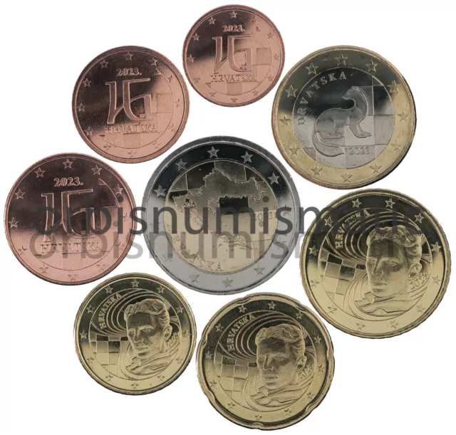 2023 Croatia New Complete Full Euro Coin Set 1 Cent To 2 Euro 8 Coins Tesla G271