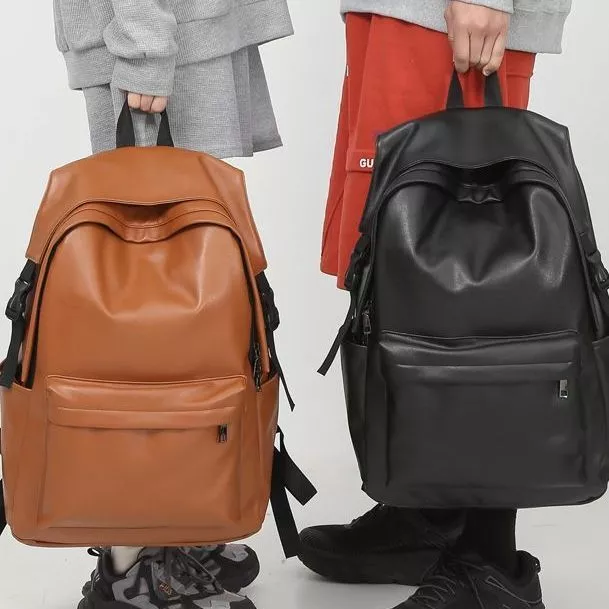 New Men Leather School College Backpack Waterproof Laptop Travel Zipper Bag VH 3