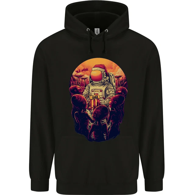 Felpa con cappuccio Spaceman Babbo Natale Space Astronaut da uomo 80% cotone