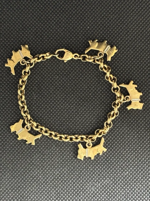 Bracelet Gourmette Vintage Gravé Diana - Couleur Or Patiné - Très Bon état