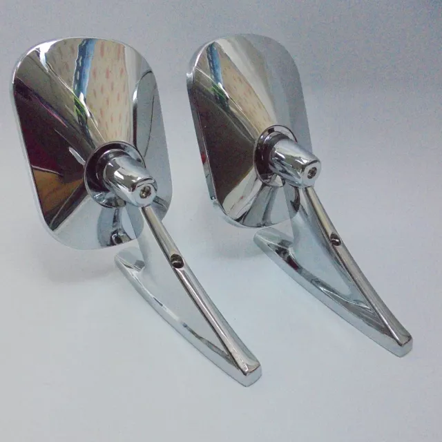 UNIVERSAL Classic Car Vintage Chrome Square Fender/Door Side Mirrors RH LH Pair.