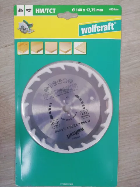 Wolfcraft Ø140 x 12,75 x 2,4mm Kreissägeblatt 18 Zähne 4HM/TCT 6359000