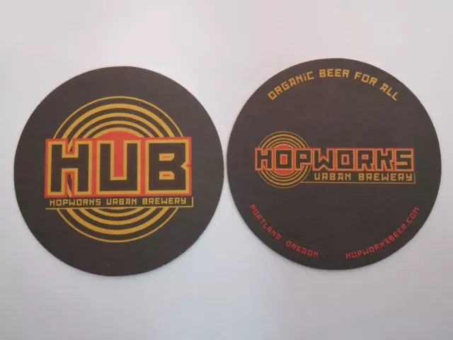 Beer Coaster Pub Bar Mat: HUB ~ HOPWORKS URBAN Brewery ~ Portland, OREGON