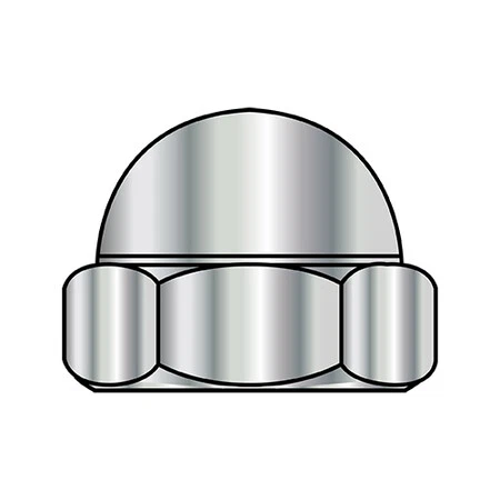 Zoro Select 63Nc 5/8-18 Cap Nut Closed 2 Pc Low Nickel