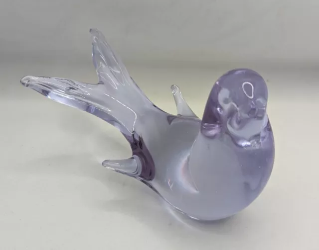 Neodymium Alexandrite Bird Figurine Paperweight Lilac Hand Blown Glass Murano? 2