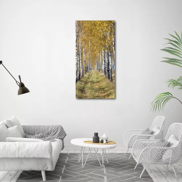 Tulup Pittura Su Vetro Tempereto Immagine 60x120cm - Bosco Di Betulle 2