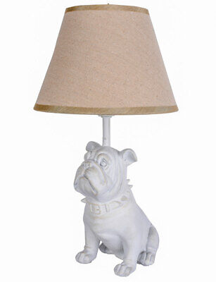 Lampada Cane Lampada da Tavolo Bianco Bulldog Luce Figurine Del Comodino