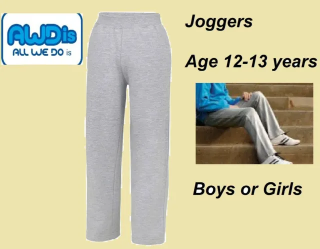 Jogging jog bottoms joggers boys girls GREY track pants Age 12-13 years old NEW