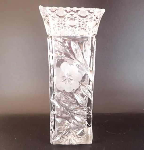 Antique McKee Innovation #410 Square 10" Vase Pressed & Cut Glass  Read!